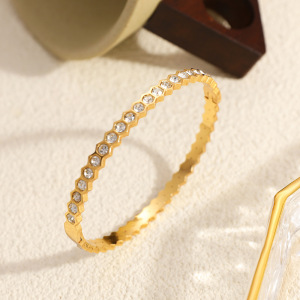 Bracelets Pour Femmes En Acier Inoxydable Uni, Étanches, Couleur Or Et Strass h5 Image5