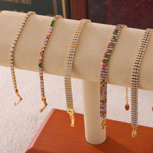 Bracelet Chaîne Luxueux Pour Femme En Acier Inoxydable, Étanche, Couleur Or, Orné De Zircon. h5 Image4