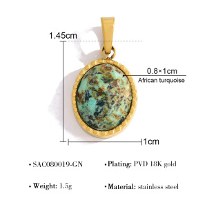 Pendentifs Pour Femmes En Forme De Goutte, En Acier Inoxydable Étanche, Couleur Or, Avec Pierre Naturelle h5 