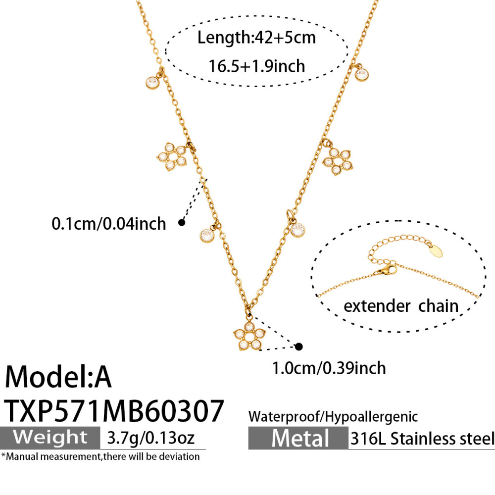 Colliers Pendentifs Luxueux Pour Femmes En Acier Inoxydable Doré Et Zircon Image2