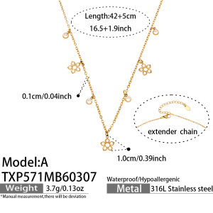 Colliers Pendentifs Luxueux Pour Femmes En Acier Inoxydable Doré Et Zircon h5 Image2