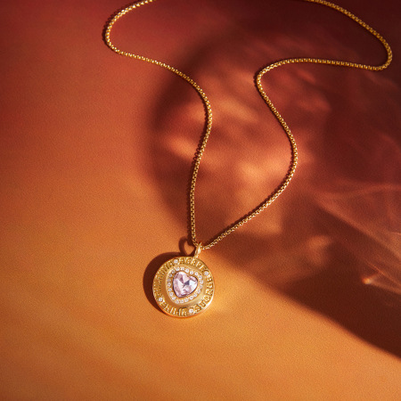 Colliers pendentifs pour femmes en acier inoxydable étanche, couleur or, en forme d'œil du diable et de cœur, avec zircon. 2