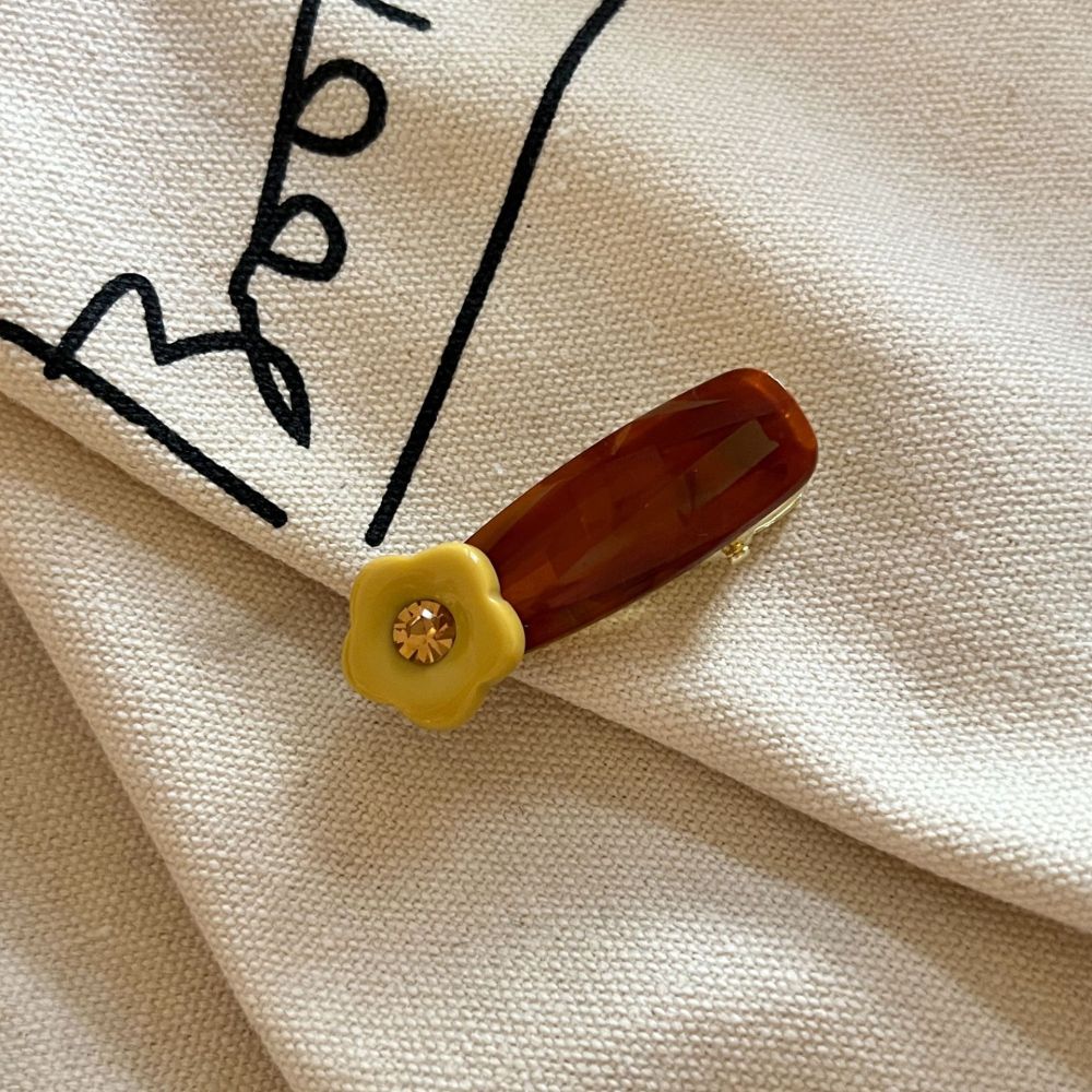 Pinces À Cheveux Pour Femmes En Acétate, Forme Elliptique, Motif Fleur Douce, Collection Simple