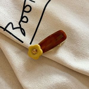 Pinces À Cheveux Pour Femmes En Acétate, Forme Elliptique, Motif Fleur Douce, Collection Simple h5