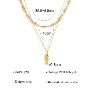 Colliers Superposés Pour Femmes En Acier Inoxydable, Couleur Or, En Forme De Poisson h5 