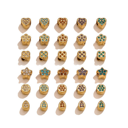 Pendentifs pour femmes en acier inoxydable, couleur or, résistants à l'eau, motif cœur, étoile et trèfle (Série Simple à faire soi-même) 2