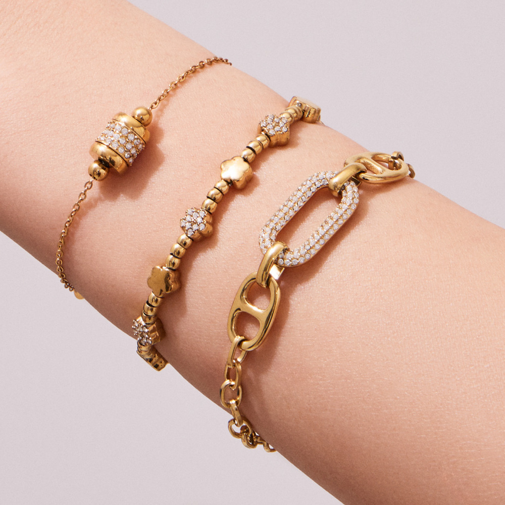 Bracelets À Breloques Pour Femmes En Acier Inoxydable Doré Avec Perles En Forme De Cœur Image5
