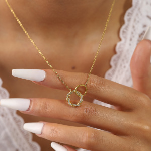 Colliers Pendentifs Pour Femmes En Forme De Cœur Simple, En Acier Inoxydable, Étanches, Couleur Or Et Strass. h5 Image3