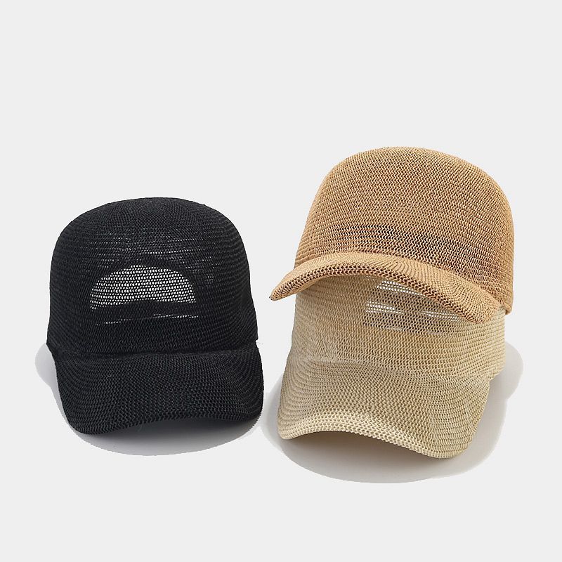 Casquette De Baseball En Paille Ajourée, Couleur Unie Décontractée, Pour Femme Image3
