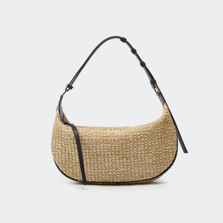 Sac oreiller décontracté en paille tissée unie pour femme