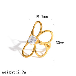 Ensembles De Bijoux Pour Femmes En Acier Inoxydable Doré, Imperméables, Ornés De Strass Et De Fleurs Romantiques h5 
