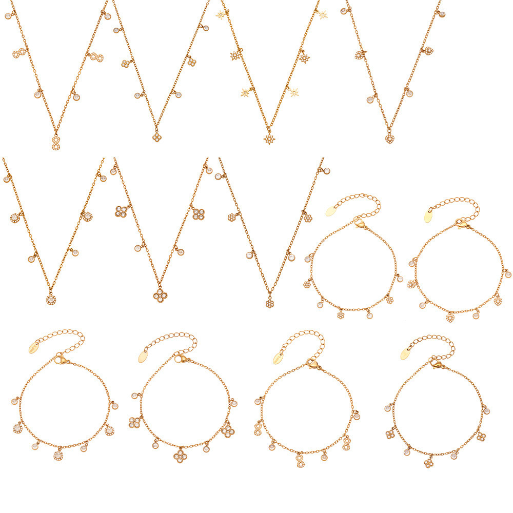 Colliers Pendentifs Pour Femmes En Acier Inoxydable Étanche Couleur Or Avec Motif Floral Numéro 8 h5Image5
