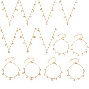 Colliers Pendentifs Pour Femmes En Acier Inoxydable Étanche Couleur Or Avec Motif Floral Numéro 8 h5 Image5
