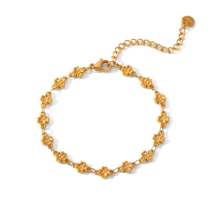 Bracelet Chaîne Pour Femme Simple Series Daily Flower En Acier Inoxydable Étanche Couleur Or h5