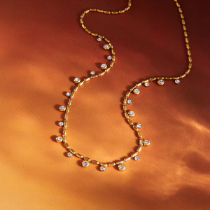 Colliers Pendentifs Pour Femmes, Simples Et Ronds, En Acier Inoxydable, Étanches, Couleur Or, Ornés De Strass h5 Image4