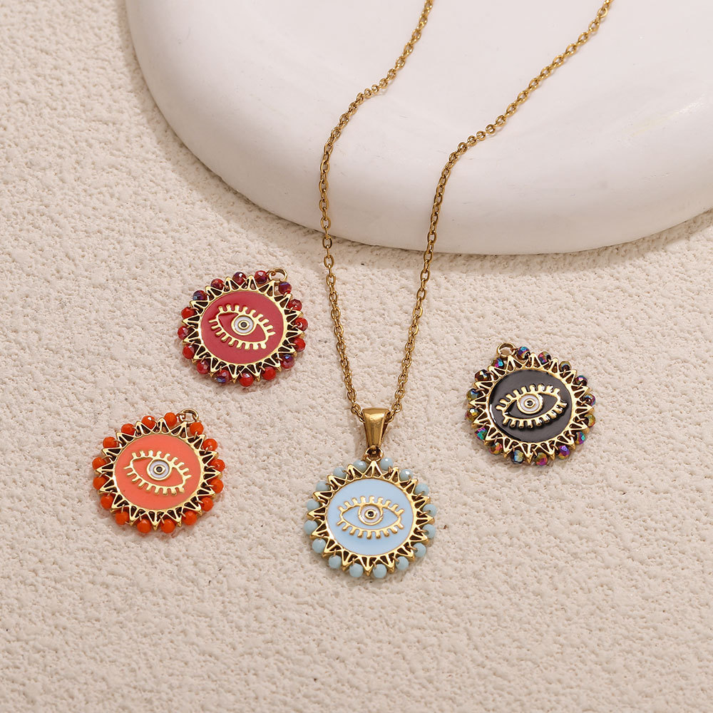 Pendentifs Pour Femmes, Style Œil De Diable, En Acier Inoxydable, Couleur Or, À Faire Soi-Même (Série Classique) Image2