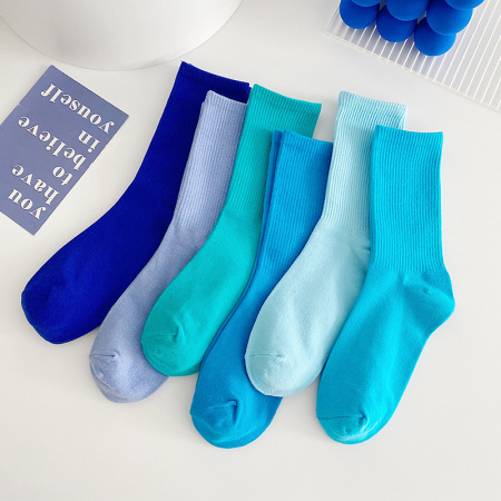 Chaussettes de sport mi-mollet en coton coloré à rebond élevé