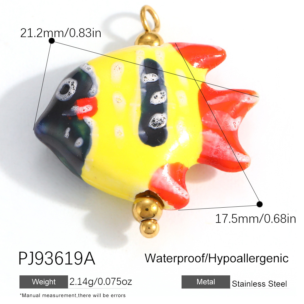 Pendentifs Pour Femmes En Céramique Couleur Or, Motif Tortue Et Poisson, Série Diy Simple