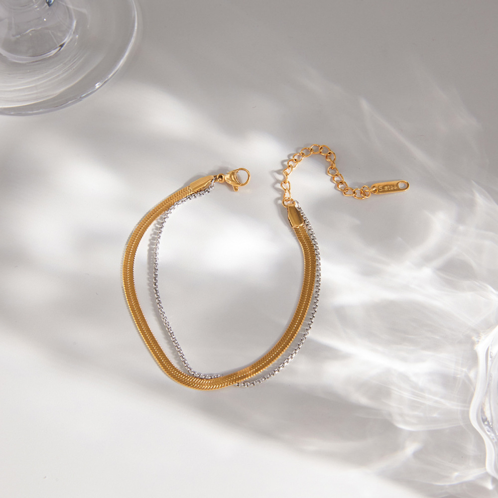 Bracelets À Maillons Pour Femmes, En Acier Inoxydable Doré Et Imperméable, Style Classique Image3