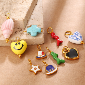 Pendentifs Diy Mignons En Acier Inoxydable Et Céramique En Forme De Cœur Et D'Étoile h5 Image2