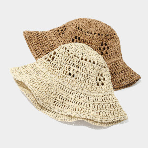 Chapeaux De Paille Pour Femmes, Couleurs Unies Et Mélangées, Pour Les Vacances h5 Image3