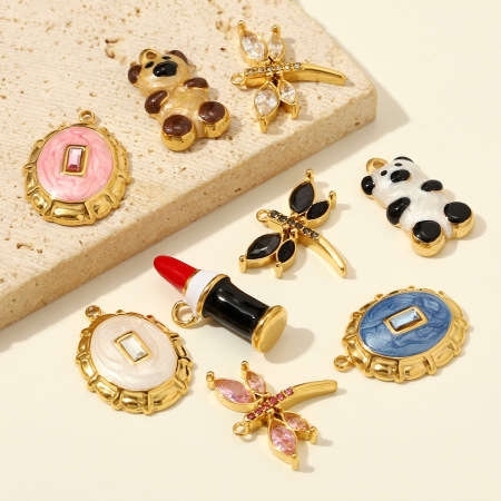Pendentifs pour femmes, collection Simple Series DIY, forme géométrique animale, en acier inoxydable étanche, couleur or 2