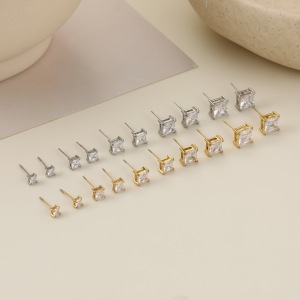 Boucles D'Oreilles Puces Rectangulaires De Luxe, Simples Et Élégantes Pour Femmes, En Acier Inoxydable Étanche Couleur Or. h5 Image2