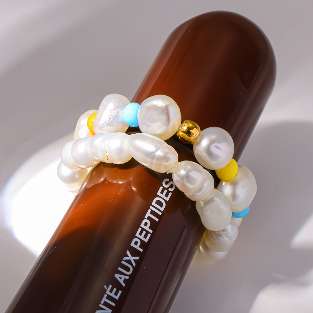 Bagues Perlées Couleur Or, Perles Artificielles, Collection Simple Series Daily Beads Image4
