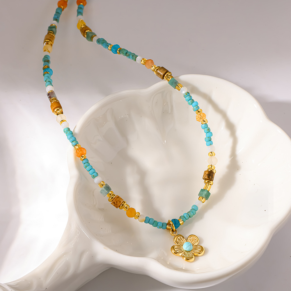 Colliers De Perles Bohèmes Classiques En Pierres Naturelles Couleur Or Pour Femmes Image3