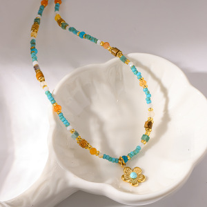 Colliers De Perles Bohèmes Classiques En Pierres Naturelles Couleur Or Pour Femmes h5 Image3