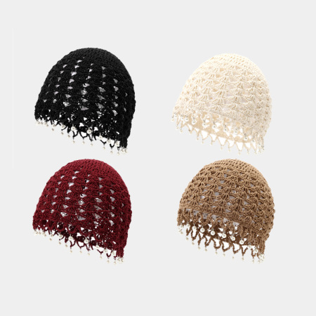 Bonnet romantique ajouré en laine pour femme