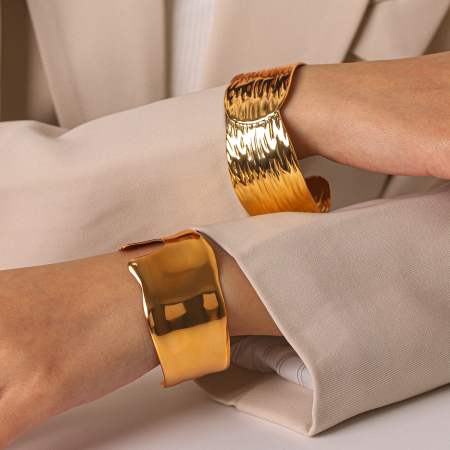 Bracelet jonc minimaliste simple en acier inoxydable, forme elliptique, couleur or, pour femme 2