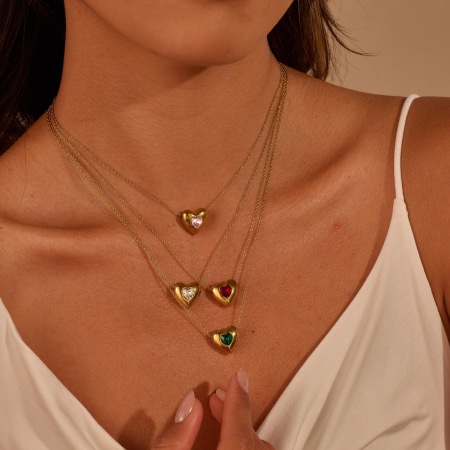 Collier chaîne cœur simple pour femme, en acier inoxydable étanche couleur or
