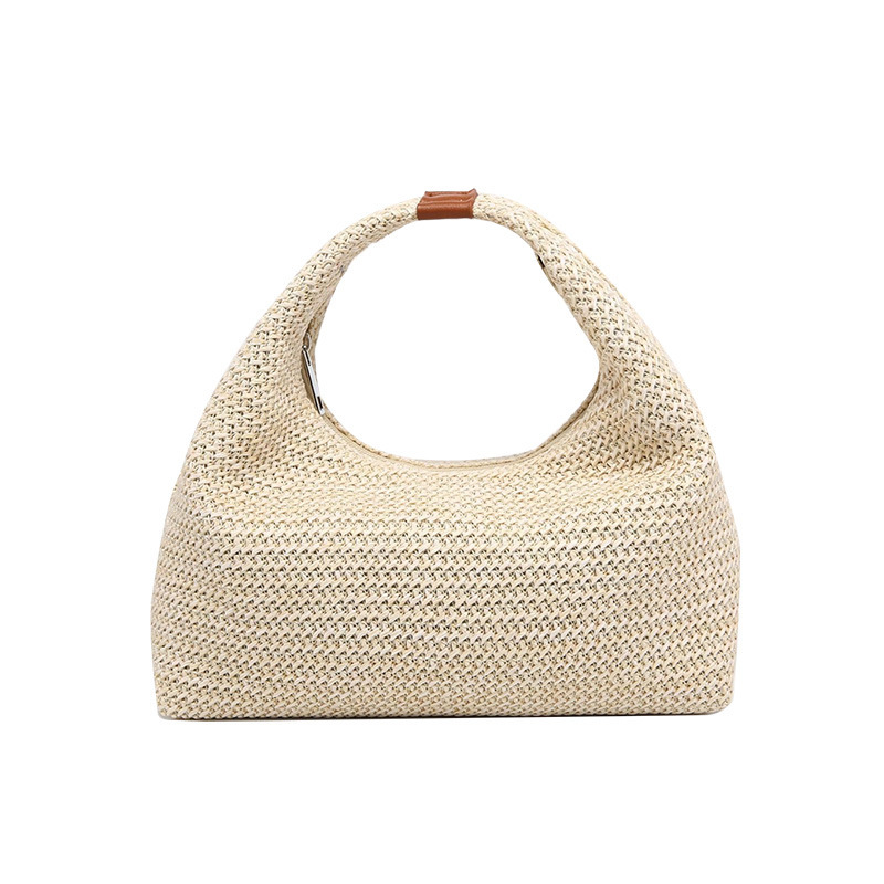 Sac À Main Femme En Paille Tressée Unie, Style Parisien Chic