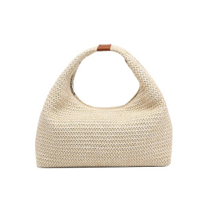 Sac À Main Femme En Paille Tressée Unie, Style Parisien Chic h5