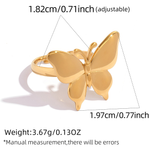 Bagues Papillon En Acier Inoxydable Étanche Couleur Or h5