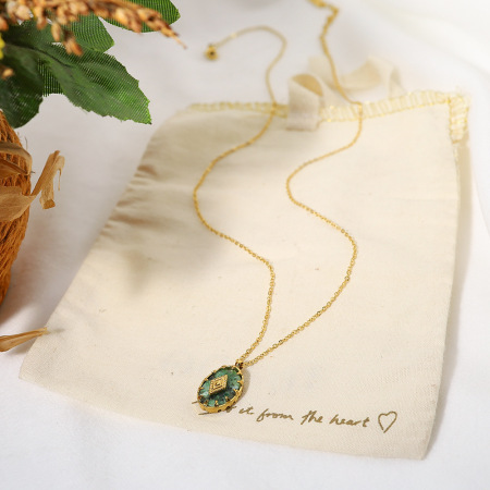 Colliers pendentifs pour femmes en acier inoxydable simple, étanche, couleur or et pierre naturelle 2