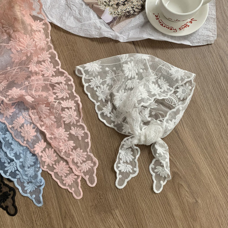Écharpes d'été pour femmes en dentelle unie à motif floral romantique 2