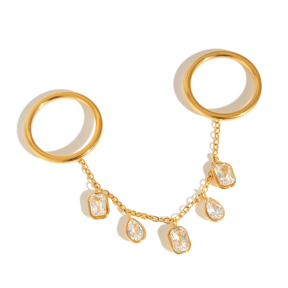 Bagues Pour Femmes Luxueuses Et Sexy À Pompon, En Acier Inoxydable Étanche Couleur Or Et Zircon. Image6