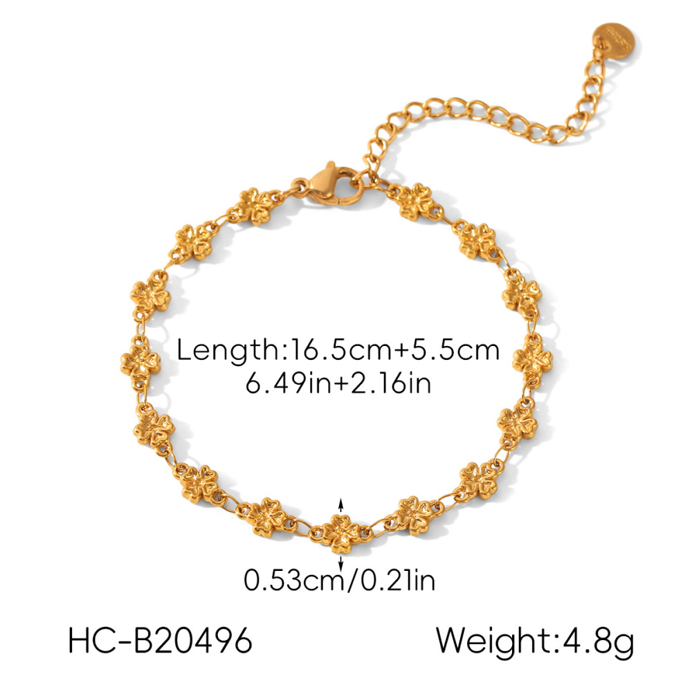 Bracelet Chaîne Pour Femme Simple Series Daily Flower En Acier Inoxydable Étanche Couleur Or h5Image2
