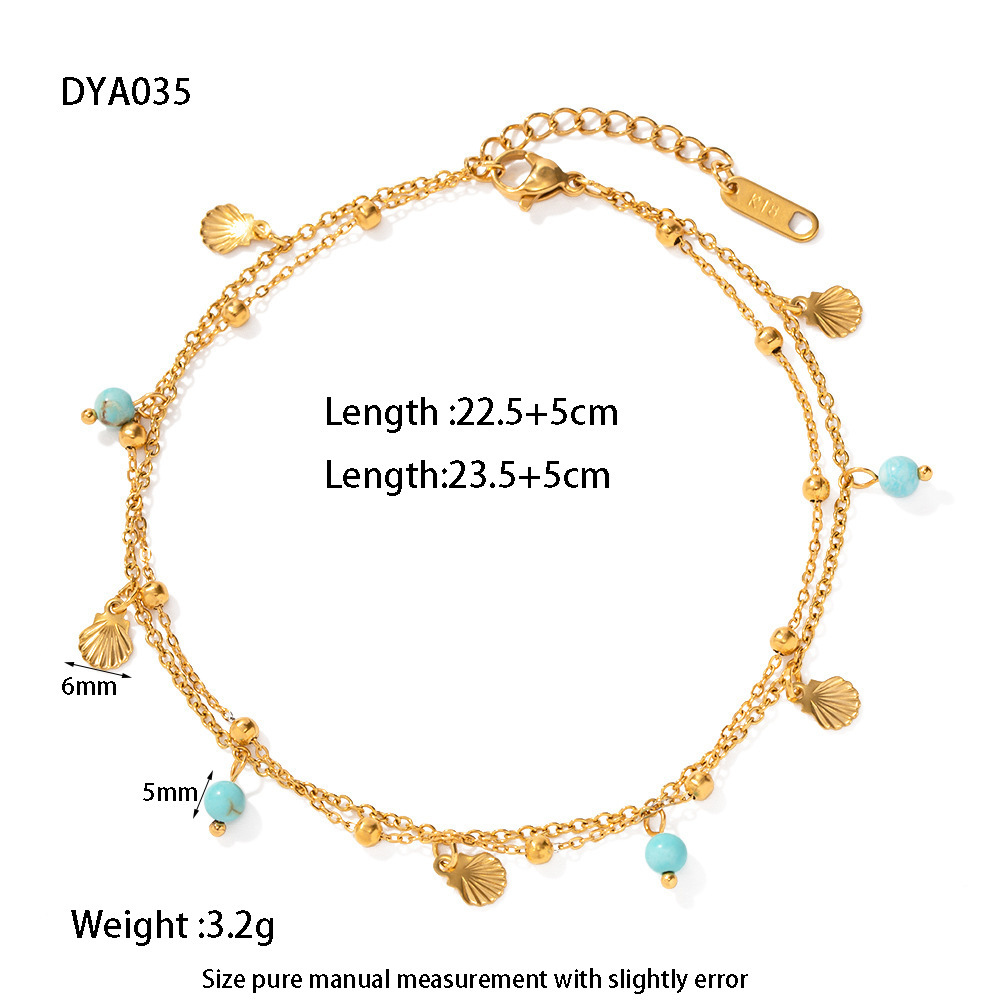 Bracelet De Cheville Bohème Simple En Acier Inoxydable Étanche Couleur Or 