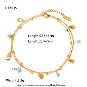 Bracelet De Cheville Bohème Simple En Acier Inoxydable Étanche Couleur Or h5 
