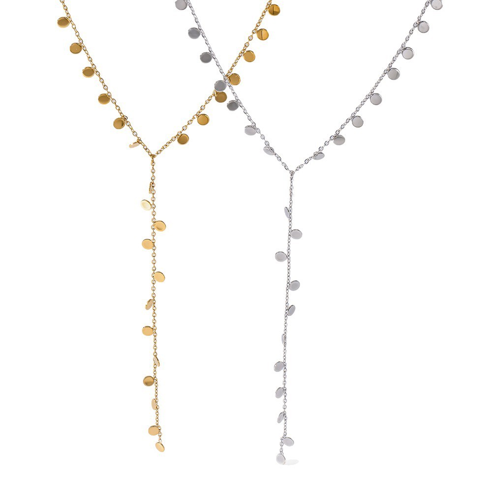 Colliers Pendentifs Pour Femmes Simple Series Daily Circle En Acier Inoxydable Étanche Couleur Or Image5
