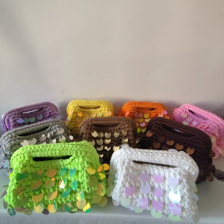 Pochettes pour femmes en fil uni à sequins tissés style vacances