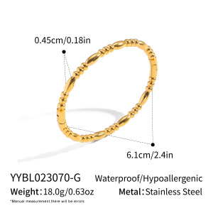 Bracelet Jonc Pour Femme Simple Series Daily Circle En Acier Inoxydable Étanche Couleur Or h5 
