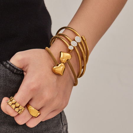 Bracelets élégants pour femmes, en acier inoxydable multicolore étanche, couleur or 2