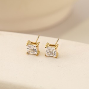 Boucles D'Oreilles Puces Rectangulaires De Luxe, Simples Et Élégantes Pour Femmes, En Acier Inoxydable Étanche Couleur Or. h5 Image4