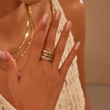 Bagues de luxe pour tous les jours, forme irrégulière, en acier inoxydable, couleur or, étanches.