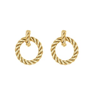 Boucles D'Oreilles Créoles Pour Femmes, Style Rétro, En Acier Titane Doré, Collection Simple Series. h5 