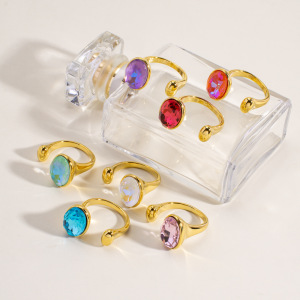 Bagues Pour Femmes En Acier Inoxydable Étanche, Luxueuses Et Élégantes, De Forme Géométrique, Serties De Zircon Et De Pierres Précieuses. h5 Image2